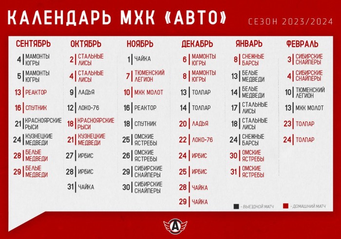 Стал известен календарь матчей «Авто» в сезоне 2023/24